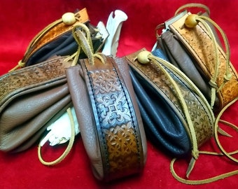 Medieval evocation leather purse.