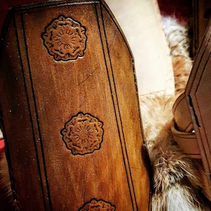 Leather forearm protection for archers based on historical models and engravings from the 15th century. Handmade image 6