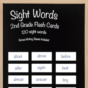 2nd grade sight words flashcards