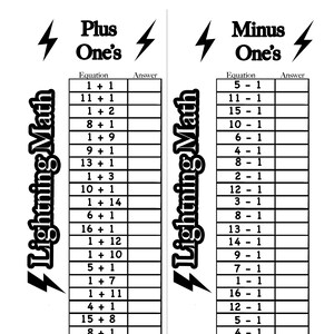 22 Lightning Math Addition and Subtraction sheets