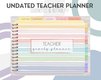 GoodNotes - Undatierter digitaler Lehrerplaner, GoodNotes, Notability, Pastell Aquarelle, anpassbar, Ressourcen für Lehrer