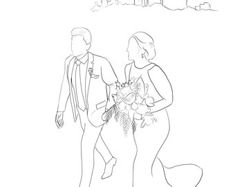 Personalisierte Line Art, digitale Line Portraits, Line Art, personalisierbar
