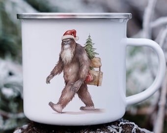 Christmas Camping Mug for Him Sasquatch Mug Bigfoot Outdoorsy Christmas Camping Mug Outdoors Lover Gift Christmas Gift for a Hiker