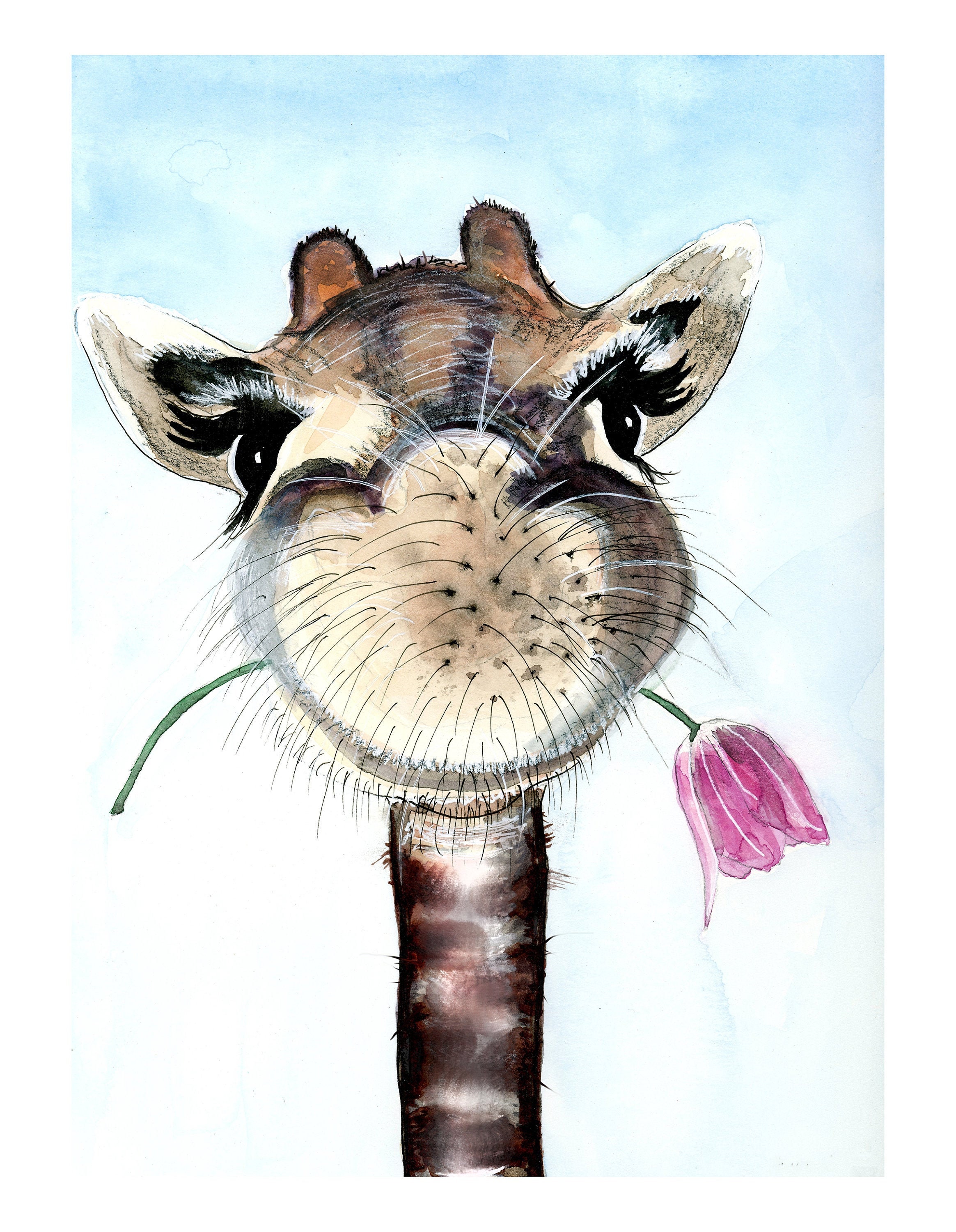 Adorable Giraffe Watercolor Painting for Digital Print Only Etsy