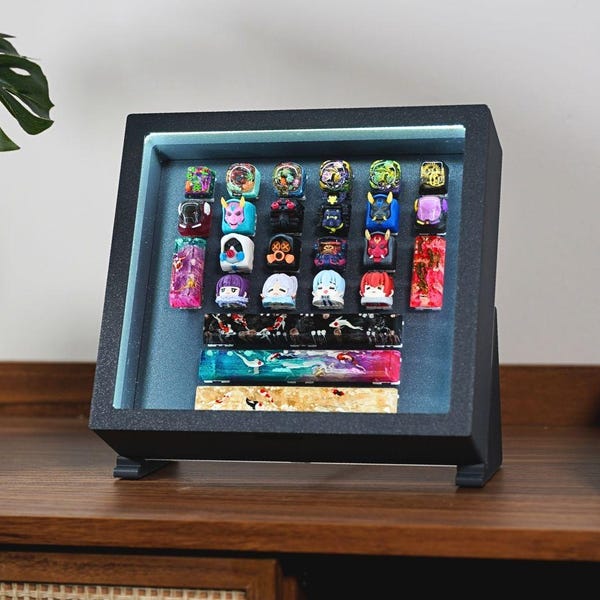Artisan Keycap Box Stand With Lights | LED Display Stand | Vertical Holder for Keycaps & Spacebars