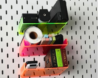 Sloped Shelf for IKEA SKADIS Pegboard. Compatible with Skadis Accessory with STRONG design and bright colors.