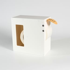 Label Dispenser for Roll Labels – Compact, Closed Case – Multi-Size Fit – Labeling Tool for Workspace