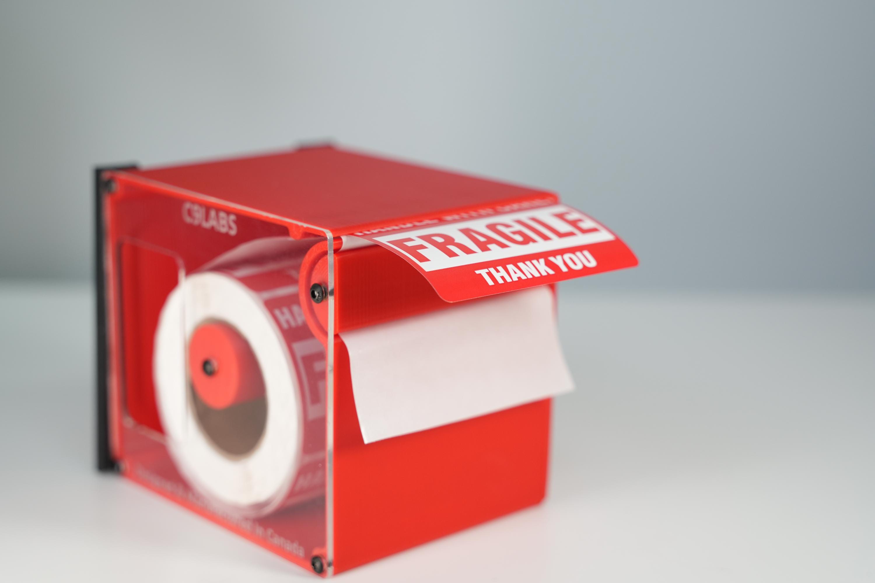 Label Dispenser for Roll Labels – Compact, Closed Case – Multi-Size Fit – Labeling Tool for Workspace