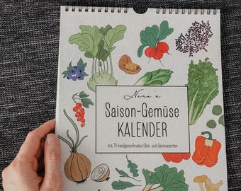Seasonal calendar | Seasonal vegetables | Sustainable planner for healthy cooking and gardening | ecological and recycled | Recycled paper | Environment