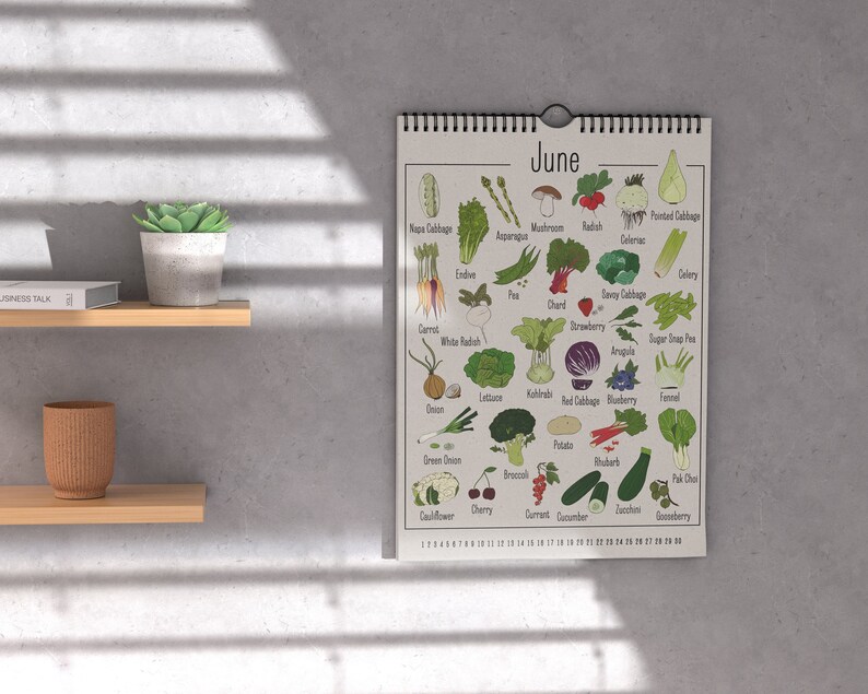 Saisongemüsekalender A4 Kalender für heimisches regionales - Etsy.de