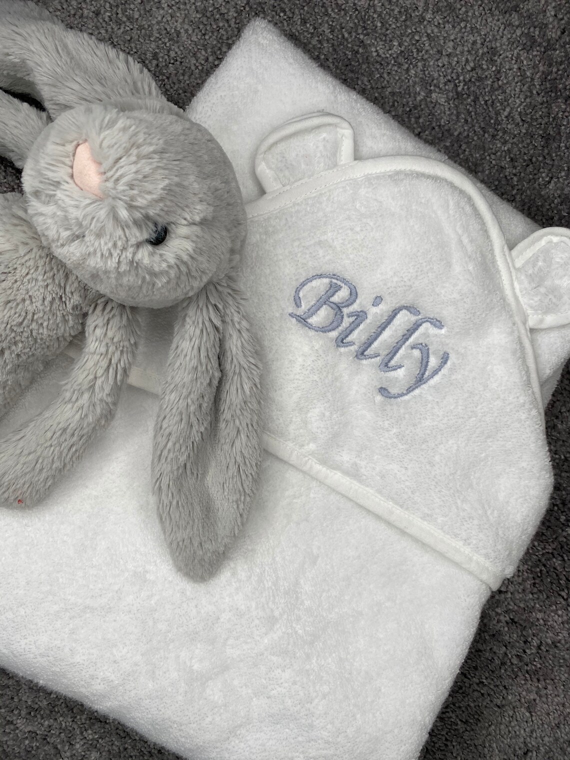 Personalised Hooded Baby Towel With Ears Embroidered Hooded Etsy
