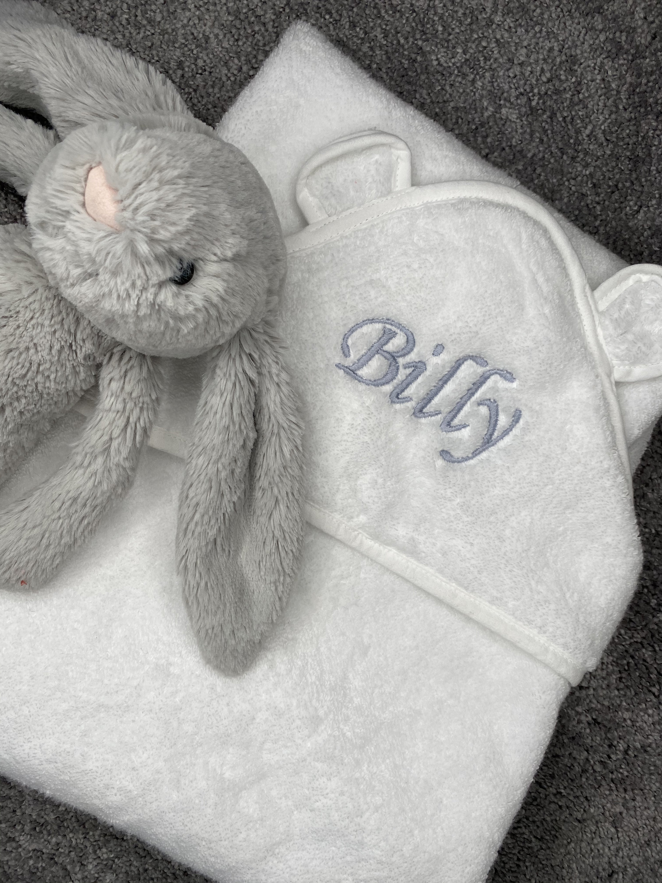 Personalised Hooded Baby Towel With Ears Embroidered Hooded Etsy