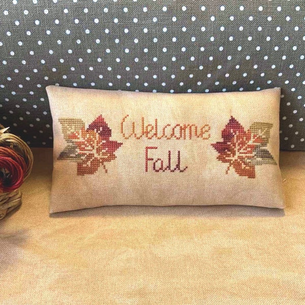 PDF Welcome Fall by Needle Treasures Nook Cross Stitch Autumn Maple Leaves Design Thanksgiving Design Fall Cross Stitch Fall Decor Pattern