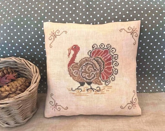 PDF The Curly Turkey by Needle Treasures Nook Cross Stitch Autumn Turkey Design Thanksgiving Chart Fall Cross Stitch, Fall Decor Pattern