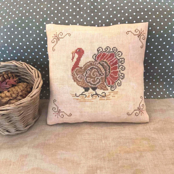 PDF The Curly Turkey by Needle Treasures Nook Cross Stitch Autumn Turkey Design Thanksgiving Chart Fall Cross Stitch, Fall Decor Pattern