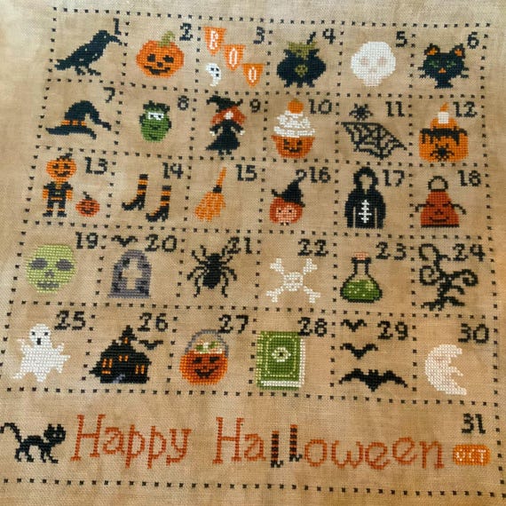 PDF Halloween Advent Calendar by Needle Treasures Nook Spooky Cross Stitch, Scary Witch Cross Stitch Pattern, Spooky Advent Pattern