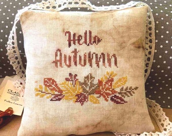 PDF Hello Autumn by Needle Treasures Nook Cross Stitch Autumn Leaves Design Thanksgiving Autumn Design Fall Cross Stitch, Fall Decor Pattern