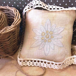 PDF Edelweiss by Needle Treasures Nook Cross Stitch Sampler Design Flowers Edelweiss Primitive Cross Stitch Design, Edelweiss Wall Art