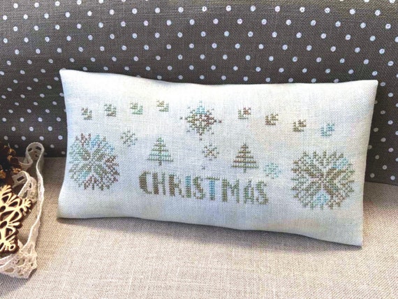 PDF Snowy Christmas by  Needle Treasures Nook Cross Stitch Single Colour Sampler Primitive Design, Christmas Pattern Christmas Vintage Decor