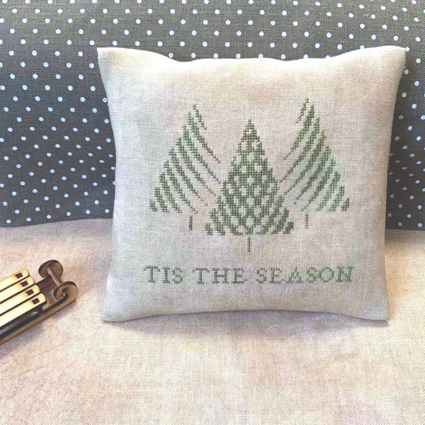 PDF Tis the season by  Needle Treasures Nook Cross Stitch Tree Sampler Christmas Tree Green Pattern, Christmas Modern Minimalist Chart Decor