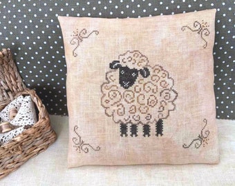 PDF Anleitung The Curly Sheep by Needle Treasures Nook Primitive Ostern Kreuzstich-Anleitung Hen Chart Curly Gefiederte Hen Delight auf dem Bauernhof Dekor Muster