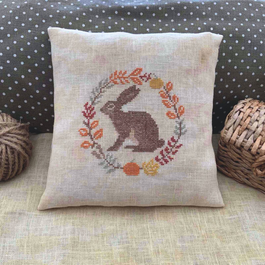 PDF Hare in Autumn Wreath by Needle Treasures Nook Primitive Bunny ...