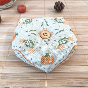 PDF Pumpkin Spice Fall Biscornu by Needle Treasures Nook Cross Stitch Autumn Pincushion Autumn Pumpkin Blossom Charming Cozy Handmade Design