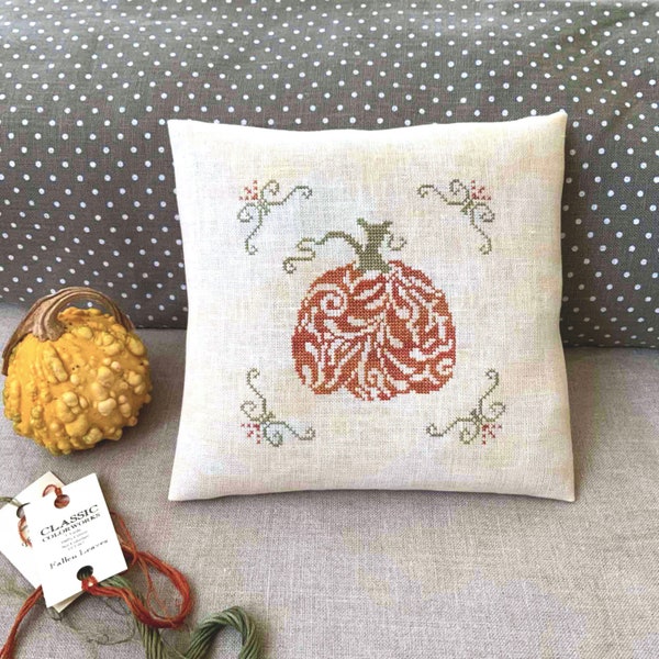 PDF Decorative Pumpkin by Needle Treasures Nook Cross Stitch Autumn Thanksgiving Minimalist Cross Stitch Chart, Fall Minimalist Pattern