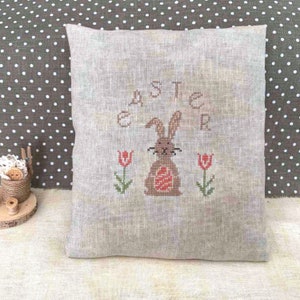 PDF Easter Vibes Complimentary Pattern by Needle Treasures Nook Primitive Bunny Easter Tulips Cross Stitch Pattern  Easter Rabbit Hare Chart