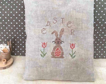 PDF Easter Vibes Complimentary Pattern by Needle Treasures Nook Primitive Bunny Easter Tulips Cross Stitch Pattern  Easter Rabbit Hare Chart