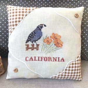 PDF California Poppies and Quail by Needle Treasures Nook Cross Stitch Patriotic Design California Symbols Cross Stitch Design Quail Pattern