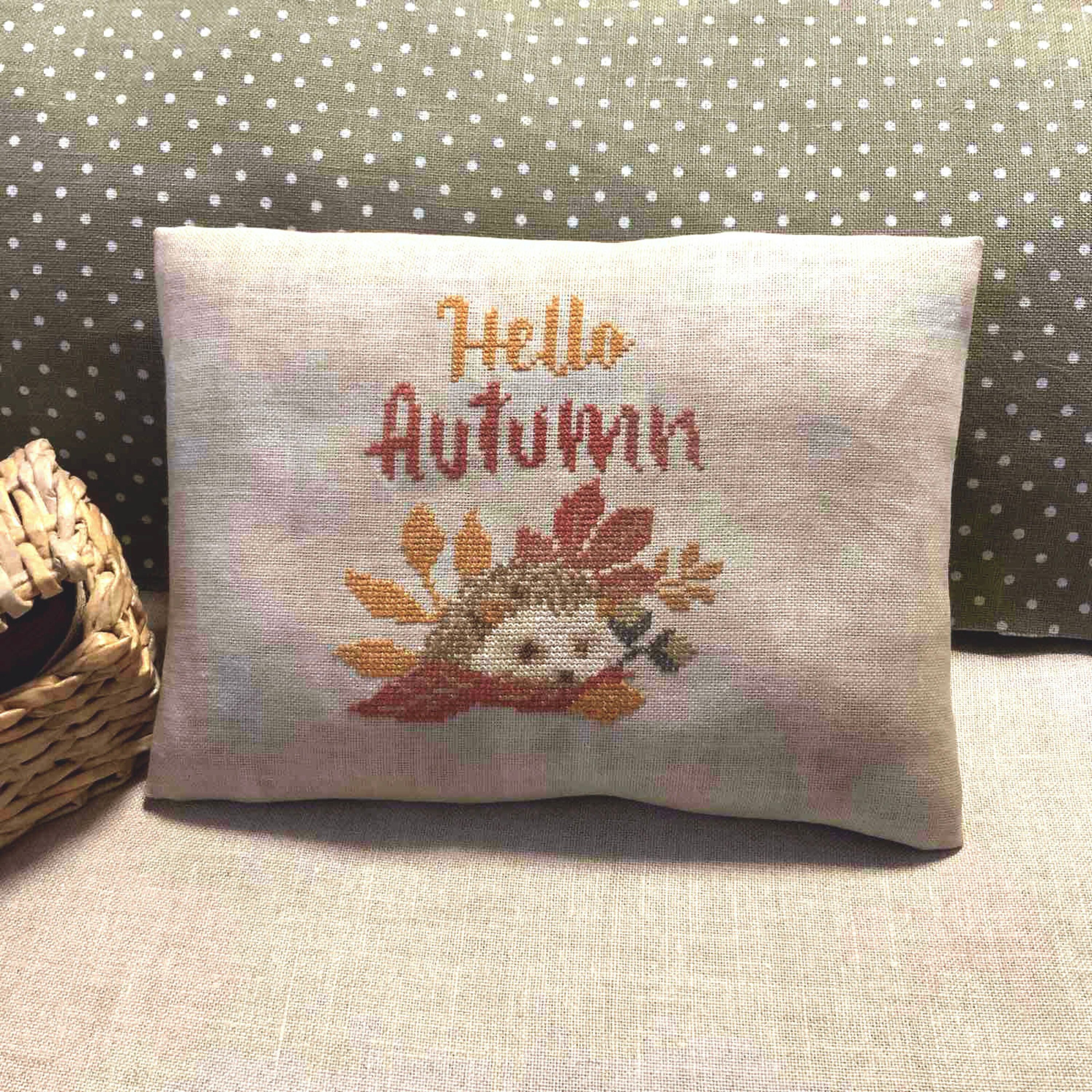 PDF Hello Autumn III Cross Stitch Pattern – Primitive Fall Hedgehog ...