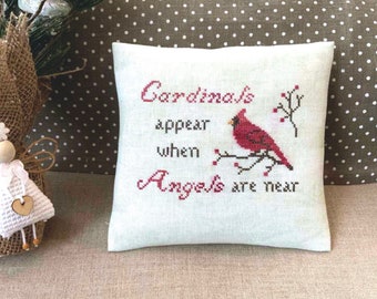 PDF Cardinals by  Needle Treasures Nook Cross Stitch Quote Cross Stitch Pattern Cardinals appear when Angels are here, Cardinals chart