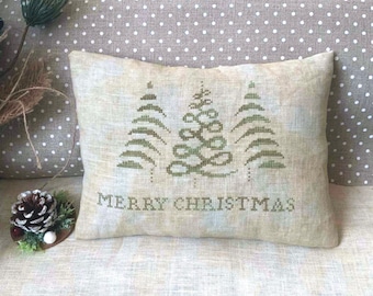 PDF Minimalist Merry Christmas by Needle Treasures Nook Cross Stitch Tree Sampler Pattern Christmas Modern Minimalist Chart Elegant Trees