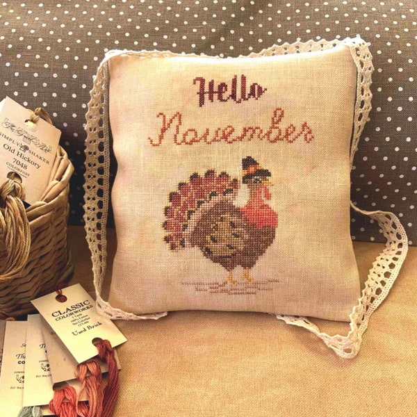 PDF November Mood by Needle Treasures Nook Cross Stitch Autumn Turkey Design Thanksgiving Chart Fall Cross Stitch, Fall Decor Pattern Artt