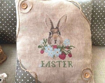 PDF Easter Rabbit by Needle Treasures Nook Primitive Bunny Easter Cross Stitch Pattern Bunny Design Easter Rabbit Easter Hare Chart