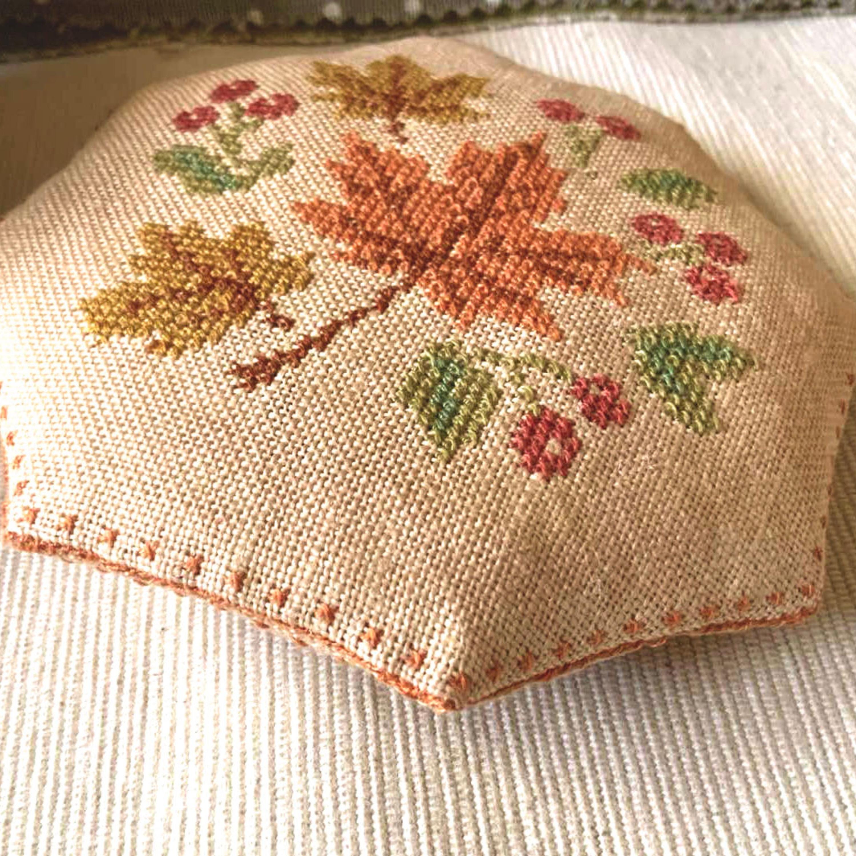 Harvest Maple Cross Stitch Pattern: Autumn Leaves Primitive Sampler ...