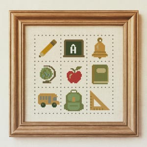 PDF Skoldagar Korsstygnsprov Tillbaka till skolan SAL Mönster Primitivt Mini Design Höststygn Höststygn av Needle Treasures Nook