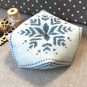 PDF Snowflake Biscornu by Needle Treasures Nook Cross Stitch Biscornu Winter Design Primitive Design Vintage Pincusion Pattern