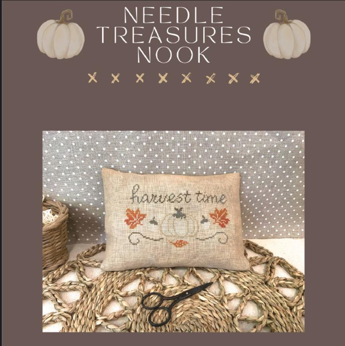 Harvest Time Cross Stitch Pattern PDF Primitive Autumn Sampler White ...