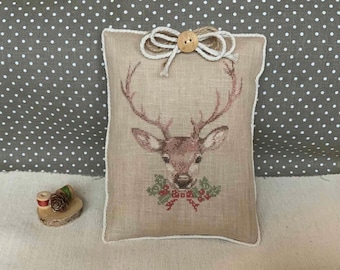 Holly Jolly Reindeer Cross Stitch Pattern Festive Holiday Decor, DIY Embroidery Watercolor