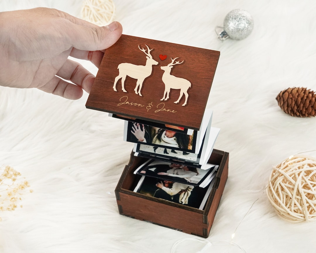 Anniversary Gift for Him, Pull Out Photo Box, Personalized Photo Album ...