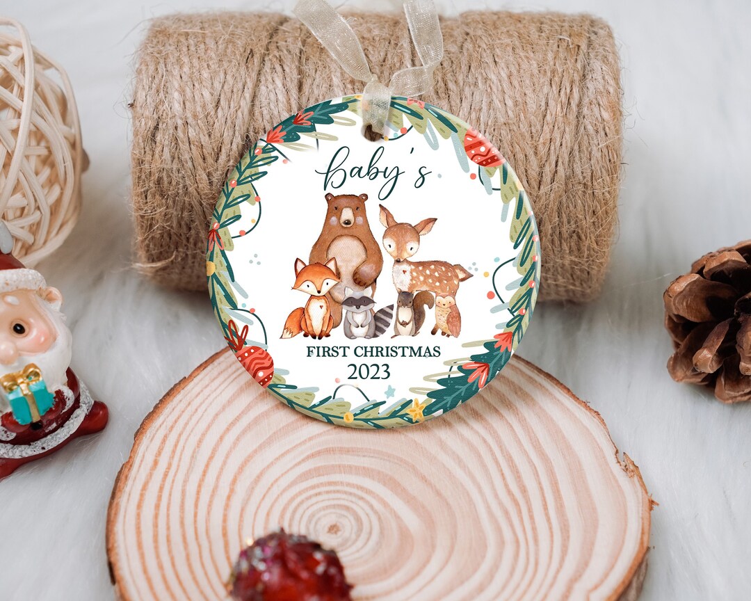 Woodland Baby's 1st Christmas Ornament, Forest Animal Ornament, New — free download