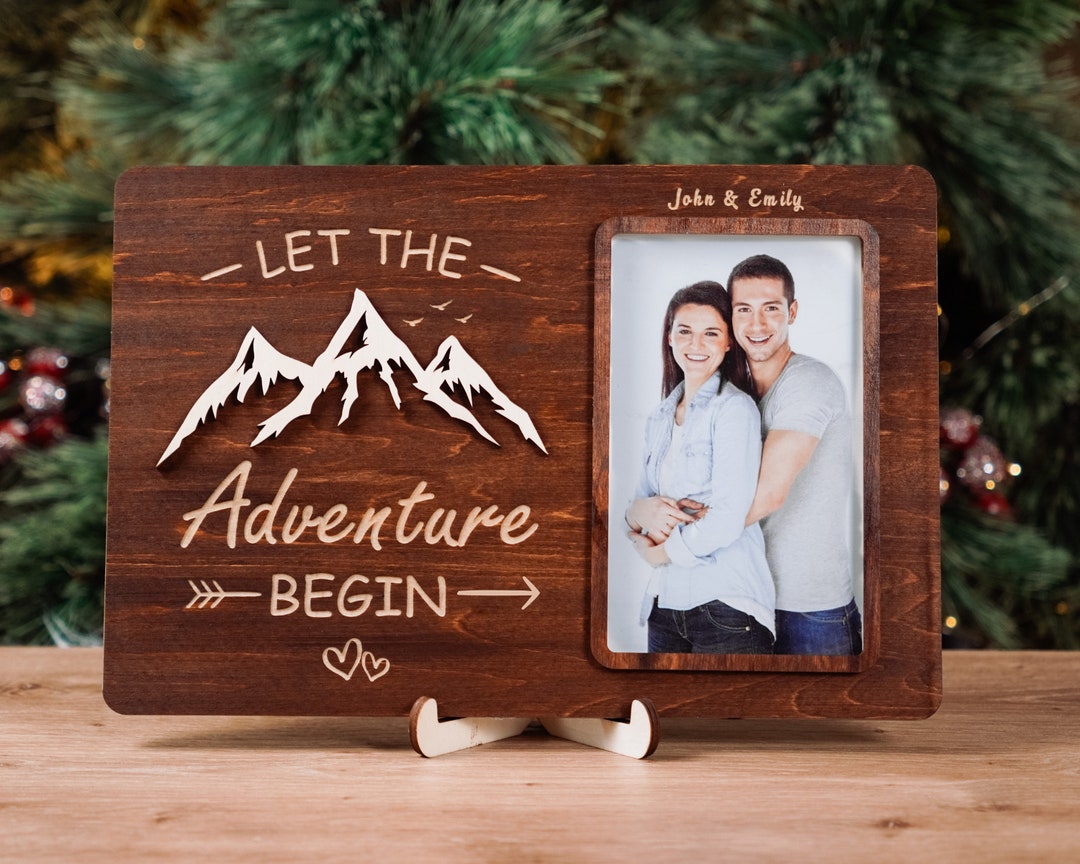 Let the Adventure Begin Wooden Frame, Wedding Gifts for Couple, Wedding