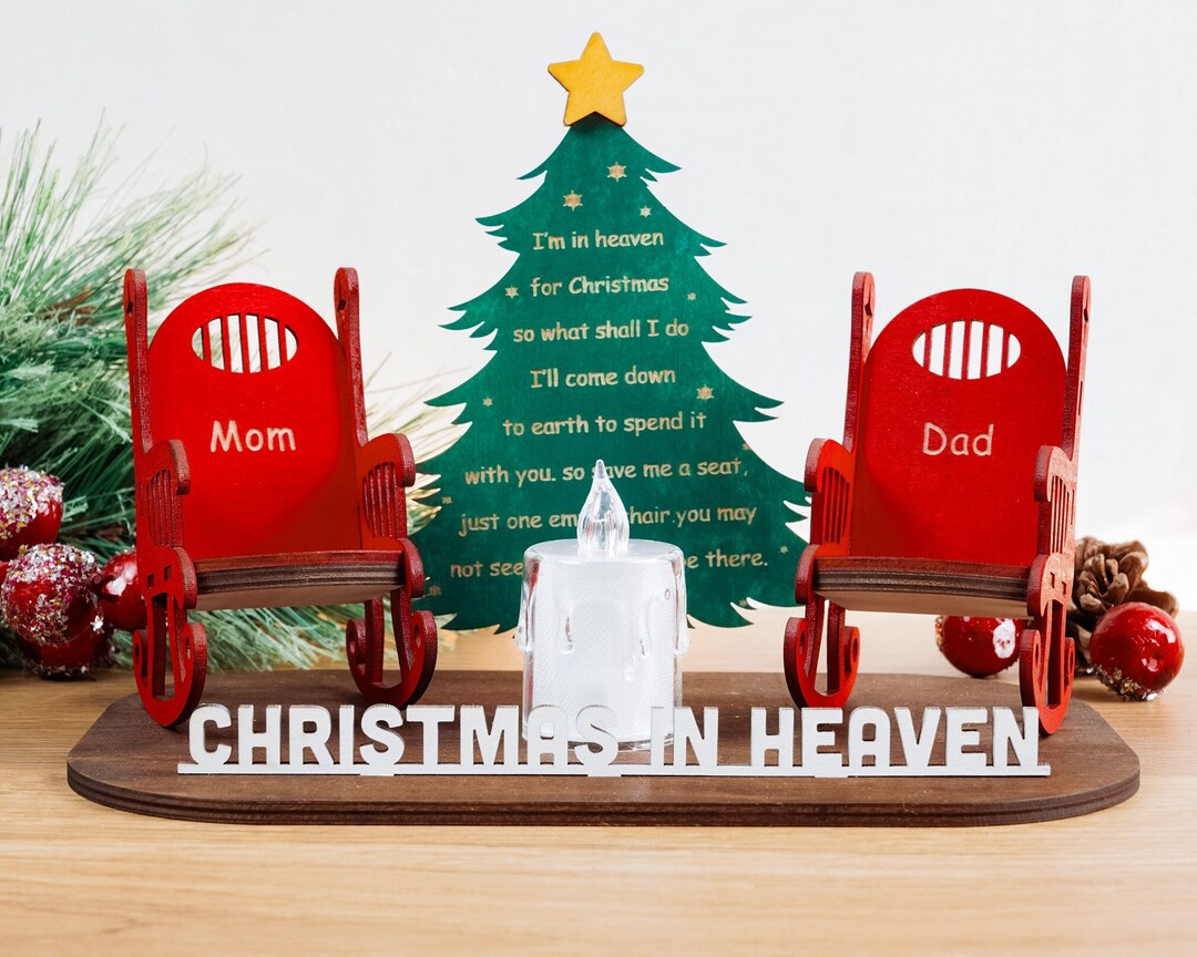 Christmas in Heaven Chair, Personalised Christmas Candle Memorial ...