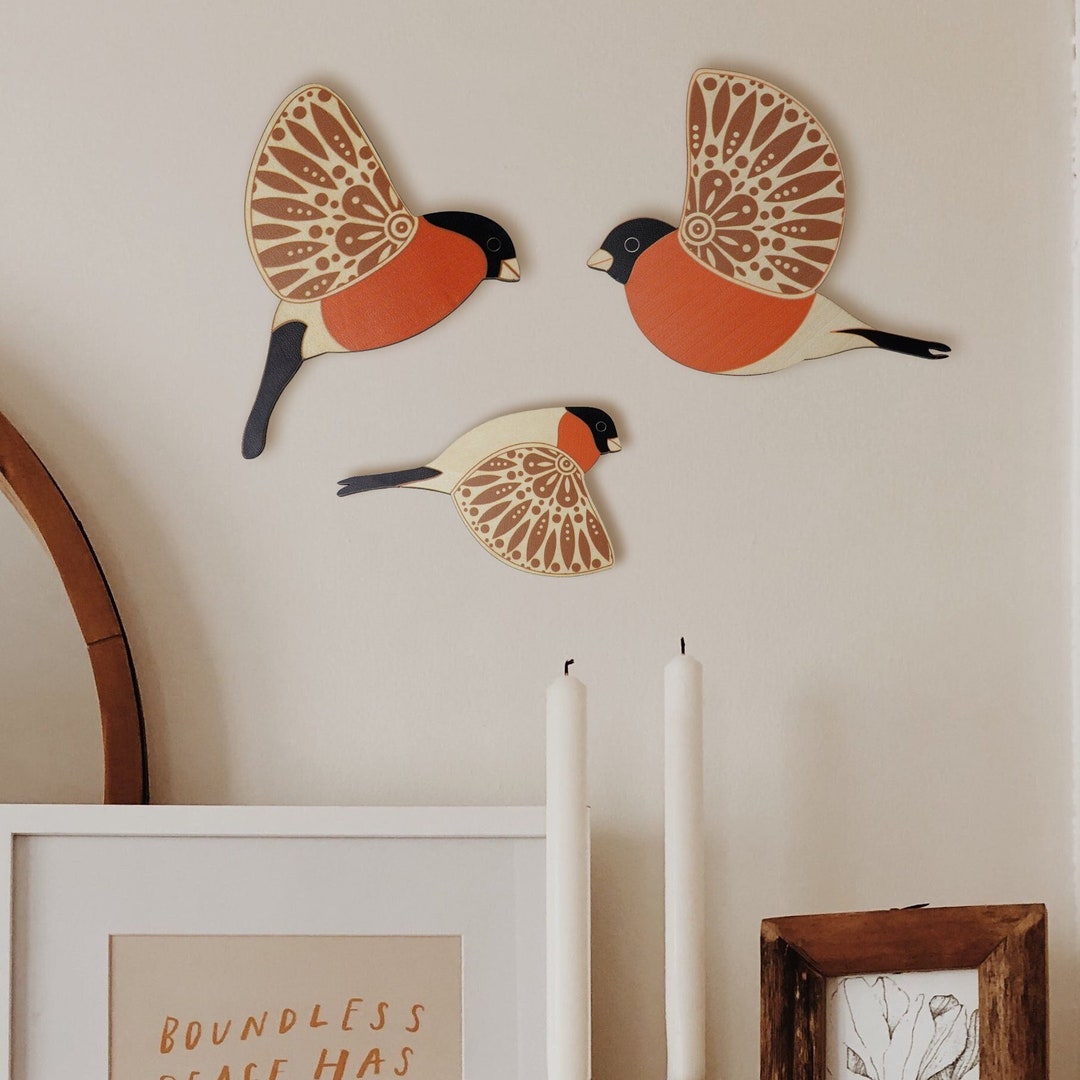 3 Wooden Flying Bird Wall Art Decor Hanging Wall for Room Etsy