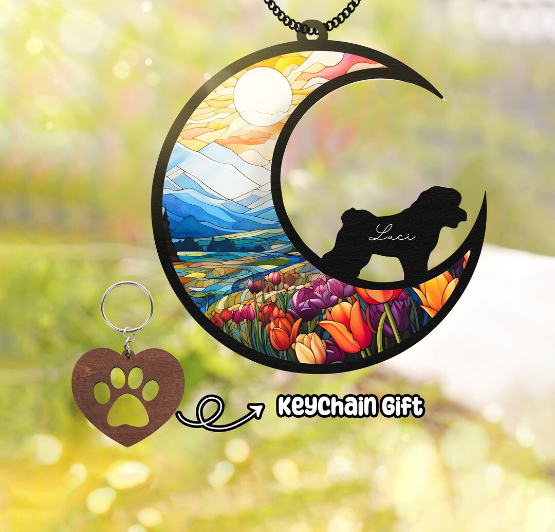 6 Bichons Frise Memorial Suncatcher, Remembrance Pet Passed Away, Pet Memorial Gifts, Loss of