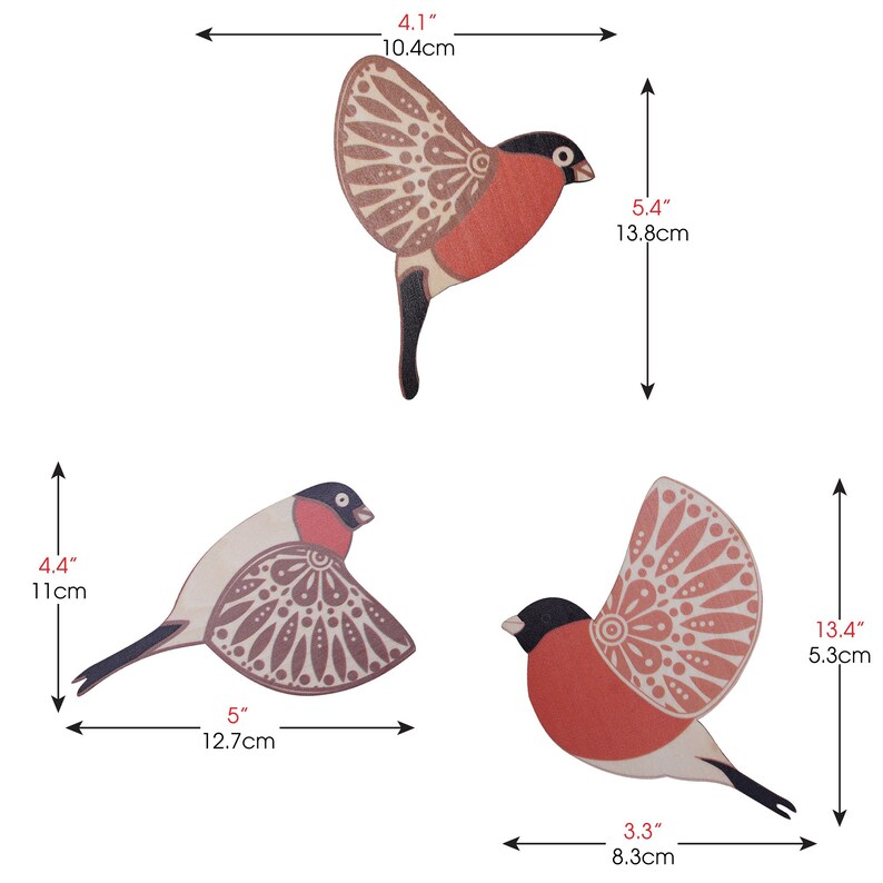 3 Wooden Bird Wall Art Decor Hanging 5 Inch Fly Across Wall Etsy