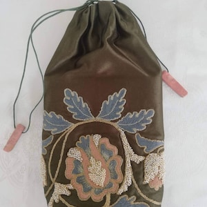 Embrague de bolso de seda bordado a mano, bolso de noche, embrague de boda, embrague de novia, embrague vintage, bolso elegante, bolso de dinero, comunión, fiesta, bolso de mano.