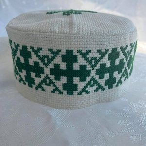 Hand embroidered hat,Fabric hat,Embroidered hat,cross stitch,Georgian traditional embroidery,Embroidered ornaments on the hat.Made to order.